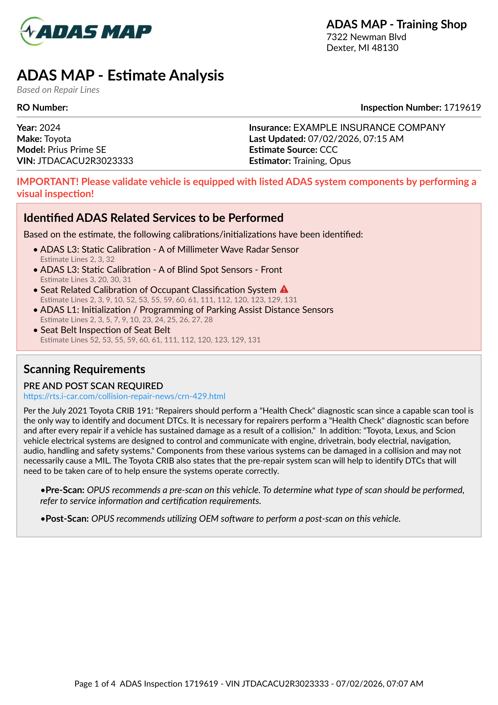 Get to Know Your New ADAS MAP Report - OPUS IVS